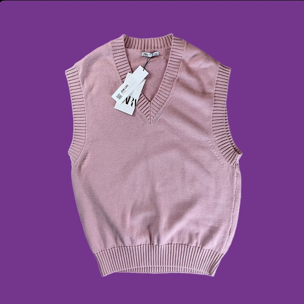 Pink Zara Sleeveless Sweater - Picture 1 of 4